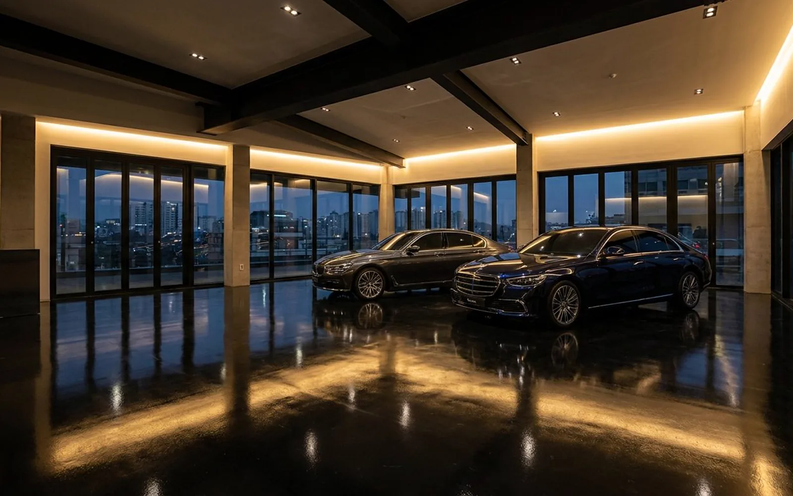 Illustrative showroom floor setting; not a verified company project